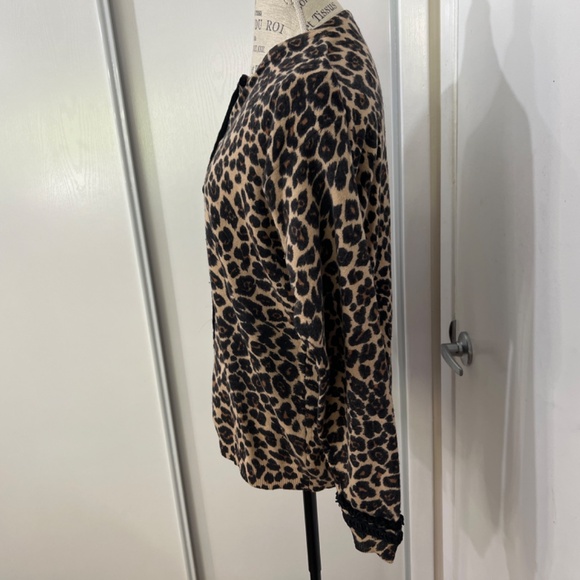 sabbia rosa Leopard Print Cardigan made in italy Lana/Angora w/velvet decoration - Picture 3 of 11